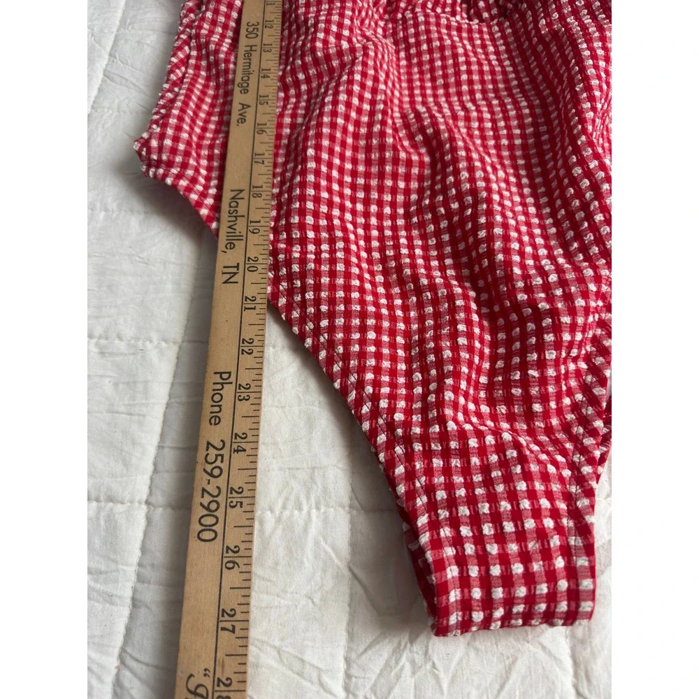 Cottagecore Kacey Musgraves Gingham Picnic One Piece Swimsuit Red White XL NWT